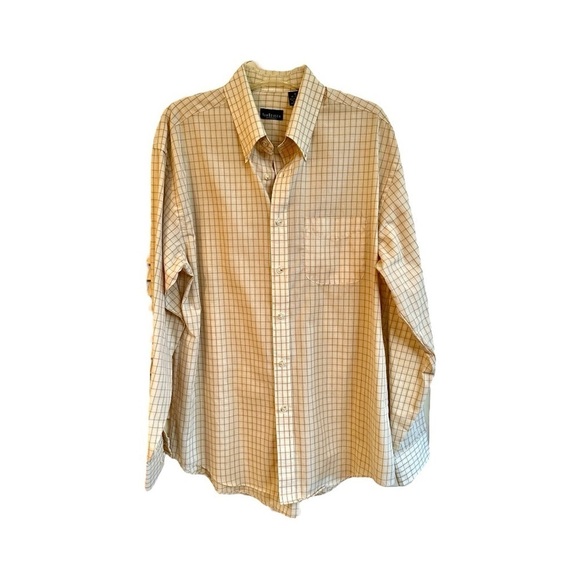 VAN HEUSEN, MENS, LONG SLEEVE OXFORD SHIRT. IN NEW CONDITION. CREAM & TAUPE. - Picture 1 of 3